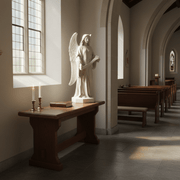 Angel Holding Scroll Outdoor Statue (49 - Inch) Side Angle