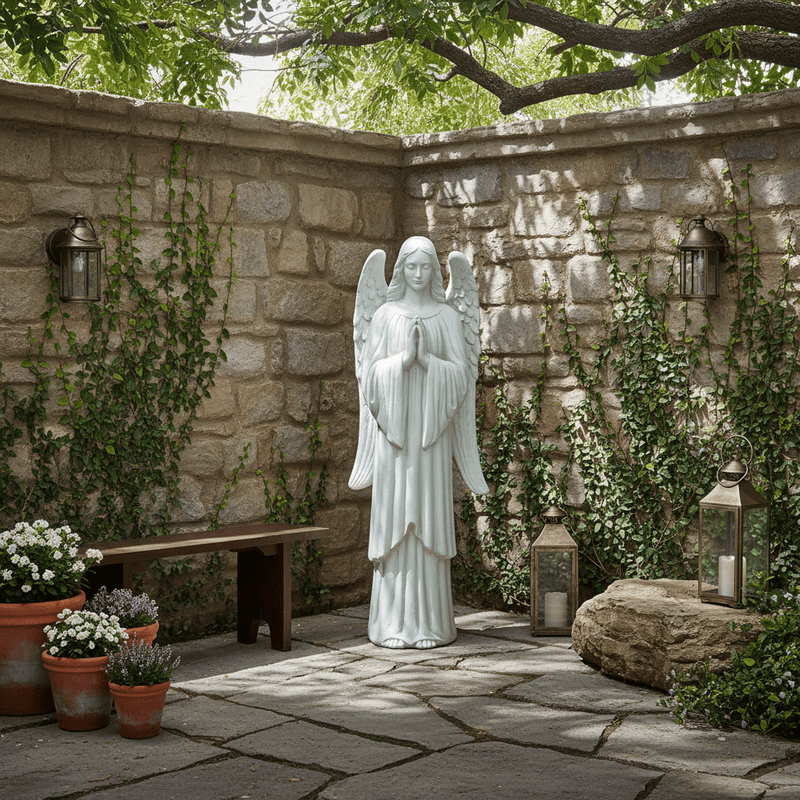 Angel Of Prayer Outdoor Statue (61 - Inch) Side Angle