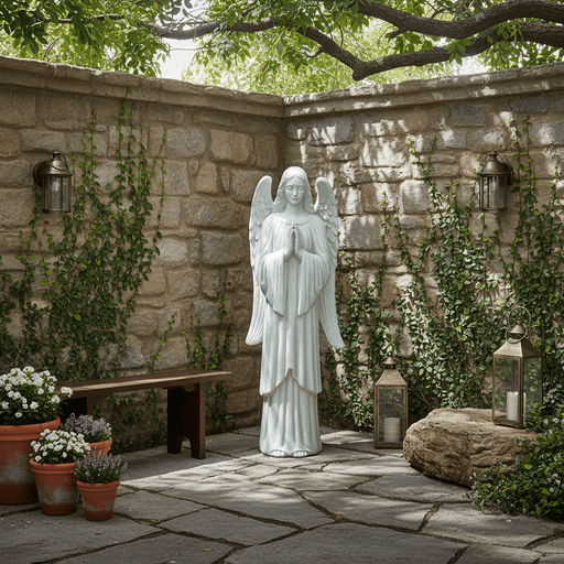 Angel Of Prayer Outdoor Statue (61 - Inch) Side Angle