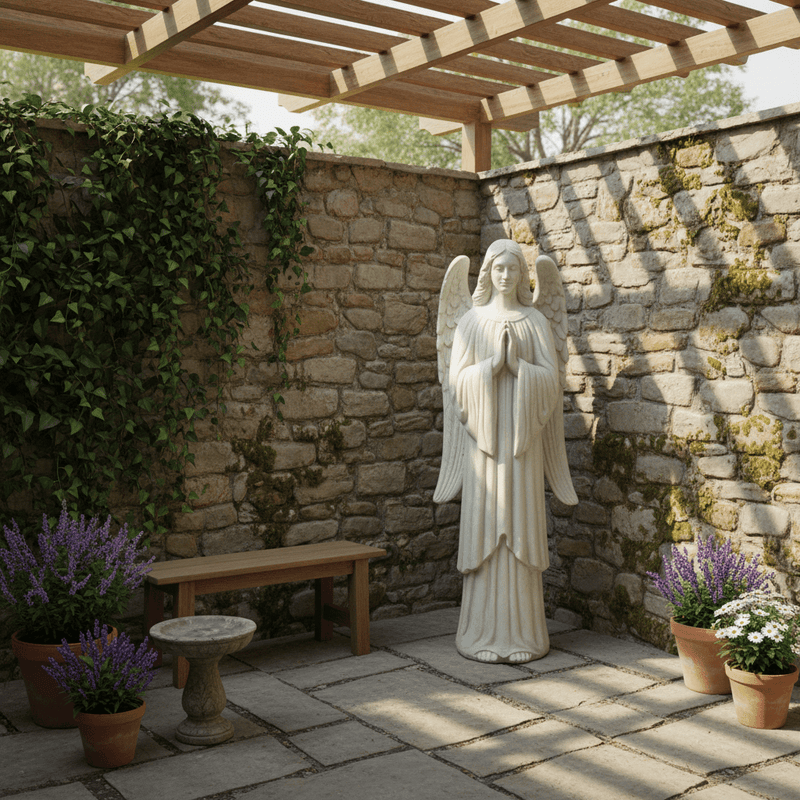 Angel Of Prayer Outdoor Statue (61 - Inch) Side Angle