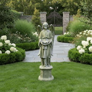 Angel On Hexagonal Base Outdoor Statue (61 - Inch)