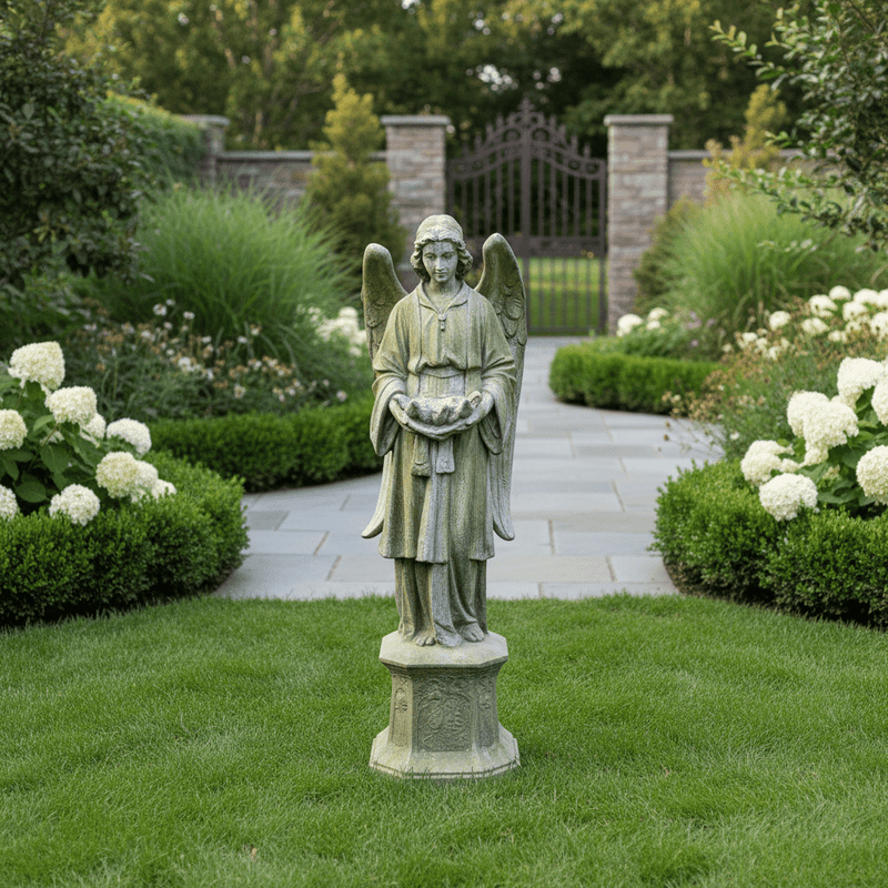 Angel On Hexagonal Base Outdoor Statue (61 - Inch)