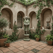 Angel On Hexagonal Base Outdoor Statue (61 - Inch) Side Angle