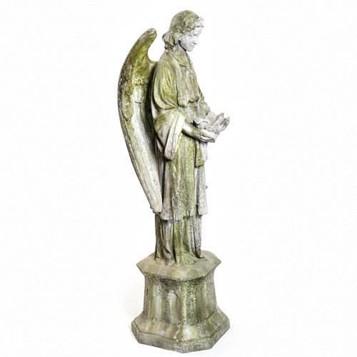 Angel On Hexagonal Base Outdoor Statue (61 - Inch) Additional Angle