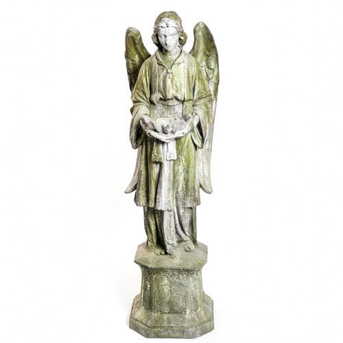 Angel On Hexagonal Base Outdoor Statue (61 - Inch) Other Angle