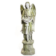 Angel On Hexagonal Base Outdoor Statue (61 - Inch) Side View