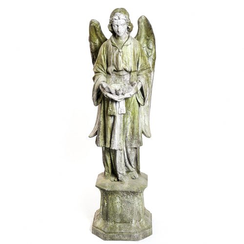 Angel On Hexagonal Base Outdoor Statue (61 - Inch) Side View