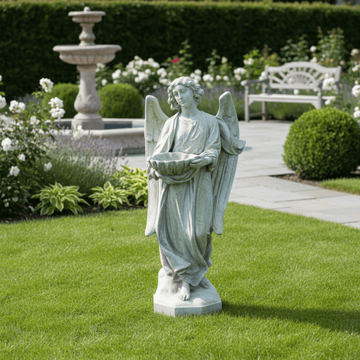 Angel With Bowl Outdoor Statue (60 - Inch)