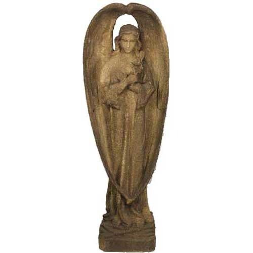 Angel With Flower Outdoor Statue (27 - Inch)