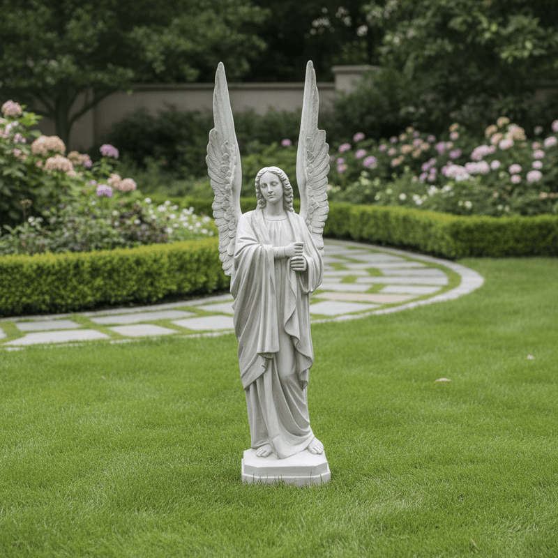 Angel With Large Wings Prayer Statue (89 - Inch) Side Angle