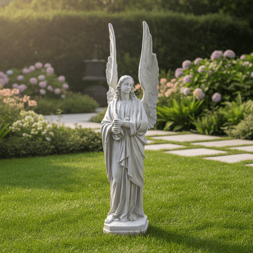 Angel With Large Wings Prayer Statue (89 - Inch) Side Angle