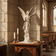 Angel With Torch Outdoor Statue (27 - Inch) Side Angle