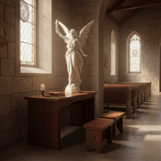 Angel With Torch Outdoor Statue (27 - Inch) Side Angle