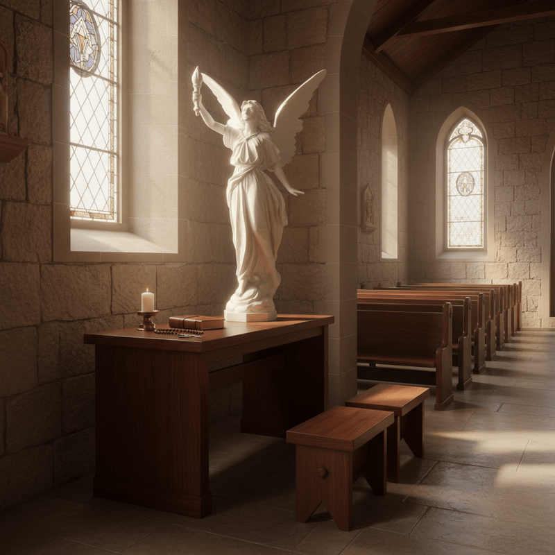 Angel With Torch Outdoor Statue (27 - Inch) Side Angle