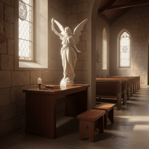Angel With Torch Outdoor Statue (27 - Inch) Side Angle