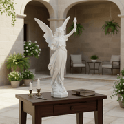 Angel With Torch Outdoor Statue (27 - Inch) Side Angle