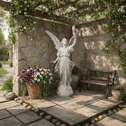 Angel With Torch Outdoor Statue (64 - Inch) Side Angle
