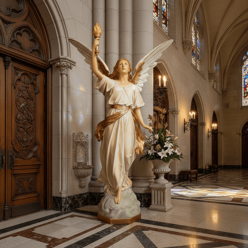 Angel With Torch Outdoor Statue (64-Inch)