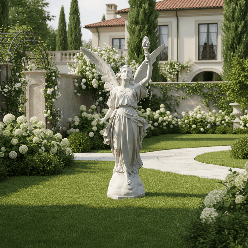 Angel With Torch Outdoor Statue (64 - Inch)