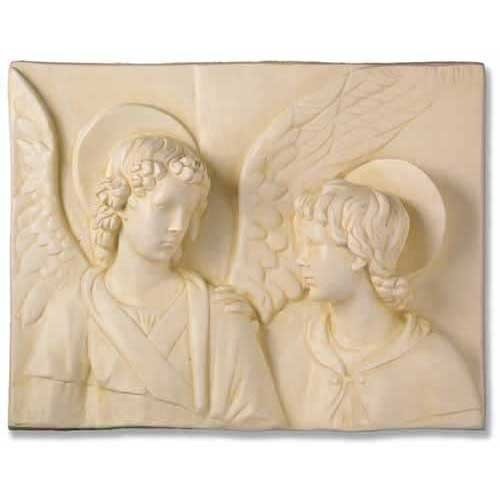Angels with Wings Rectangular Relief Wall Plaque Outdoor Statue (19 - Inch) Side View