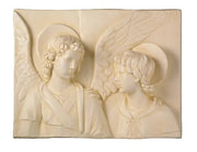 Angels with Wings Rectangular Relief Wall Plaque Outdoor Statue (19 - Inch)
