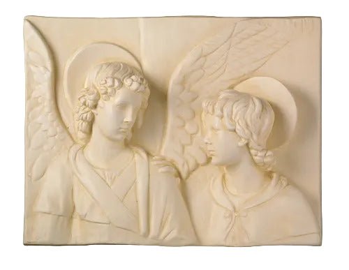 Angels with Wings Rectangular Relief Wall Plaque Outdoor Statue (19 - Inch)