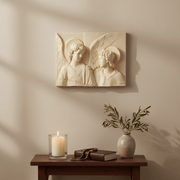 Angels with Wings Rectangular Relief Wall Plaque Outdoor Statue (19 - Inch)