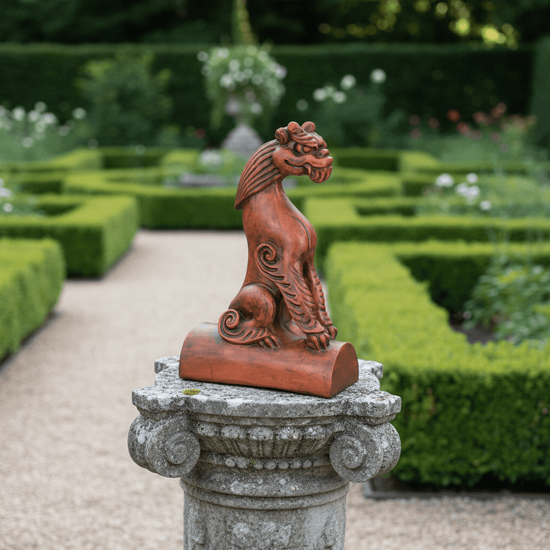 Asian Dragon Outdoor Statue (15 - Inch) Side Angle