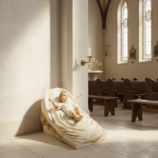 Baby Jesus in Manger Statue (9 - Inch) Side Angle