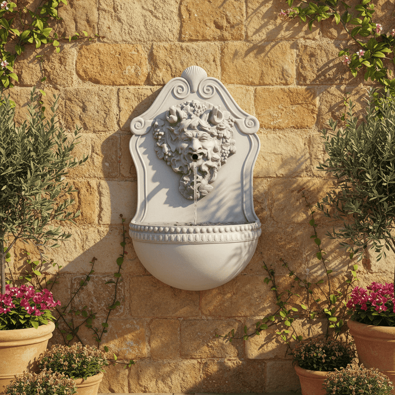 Bacchus Wall Fountain (24 - Inch) Side Angle