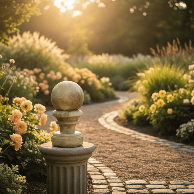 Ball Finial Britannia Outdoor Statue (18 - Inch) Side Angle