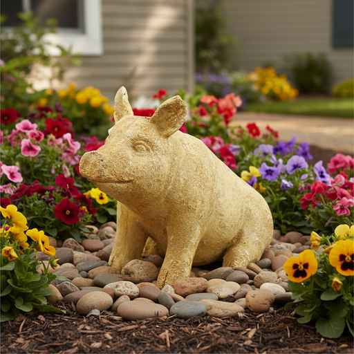 Barnyard Pig Garden Statue (8 - Inch) Side Angle