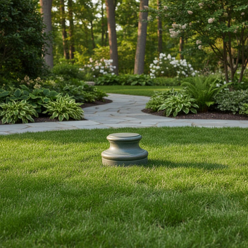 Baroque Cap Base Outdoor Statue (8 - Inch) Side Angle