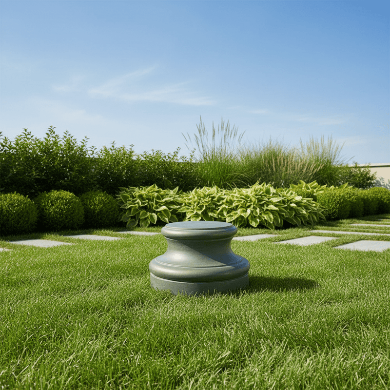 Baroque Cap Base Outdoor Statue (8 - Inch) Side Angle