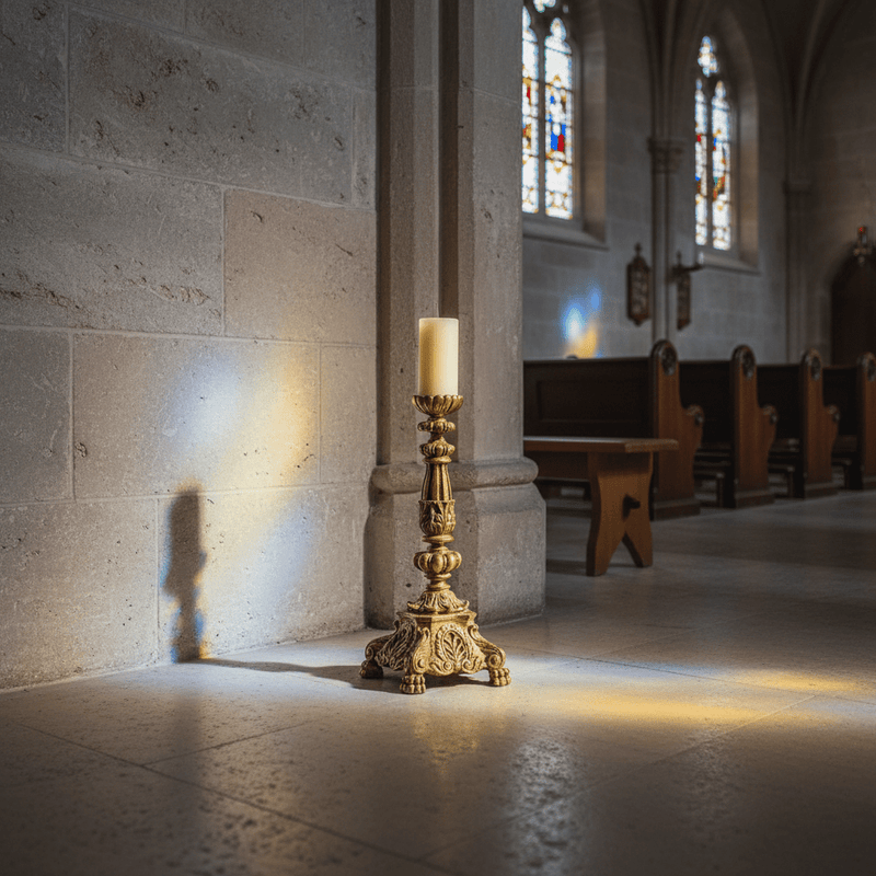 Baroque Religious Candleholder Statue (20 - Inch) Side Angle
