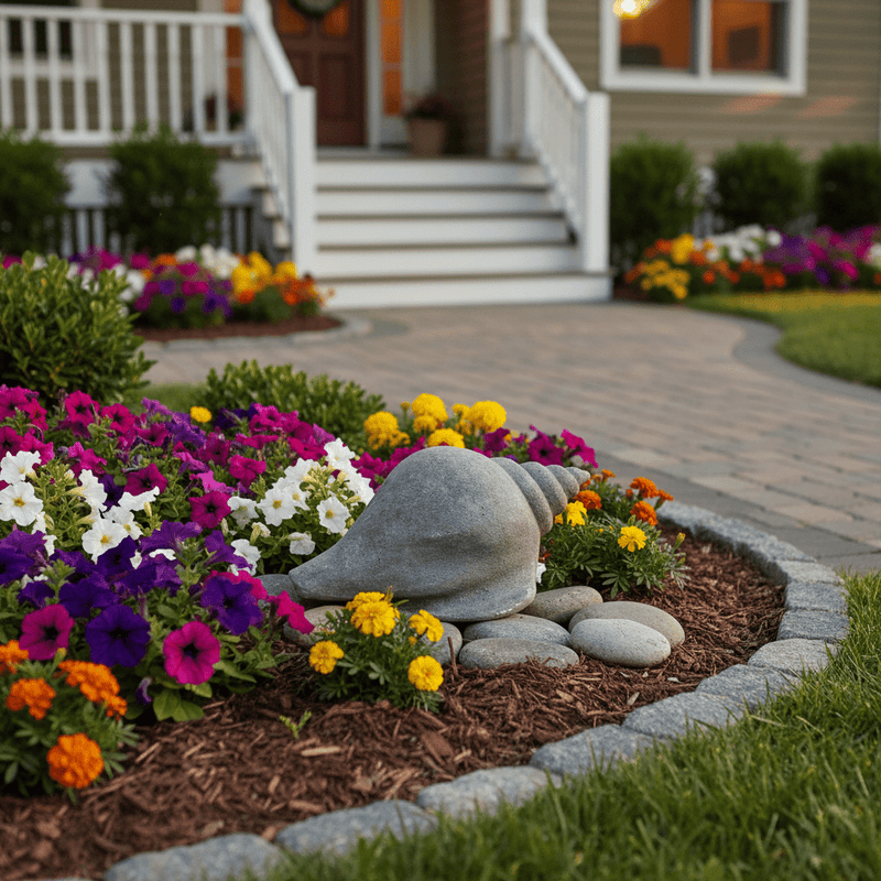 Beach Shell Garden Statue (16 - Inch) Side Angle