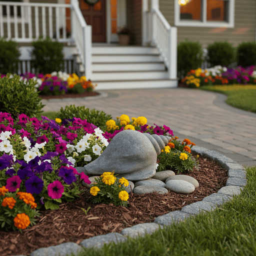 Beach Shell Garden Statue (16 - Inch) Side Angle