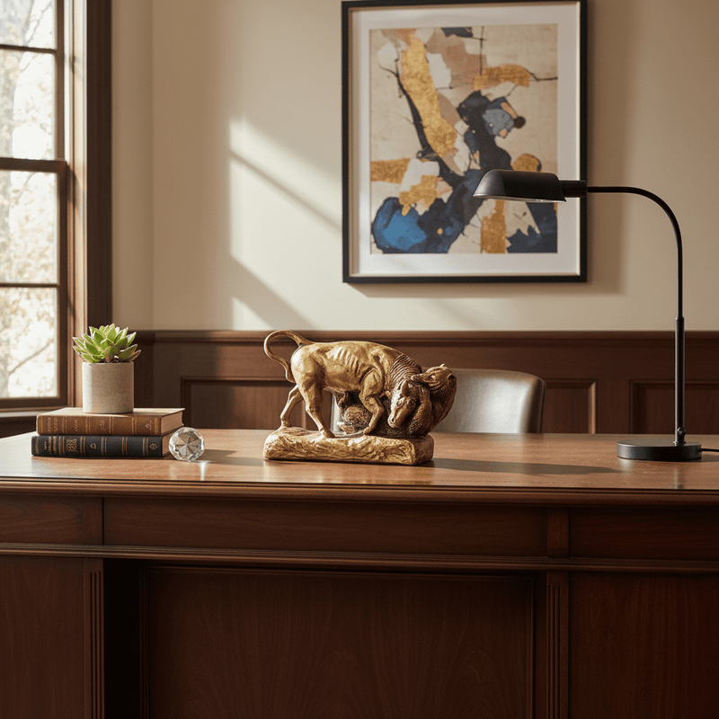 Bear and Bull Garden Statue (9-Inch)