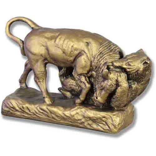 Bear and Bull Garden Statue (9 - Inch) Side View