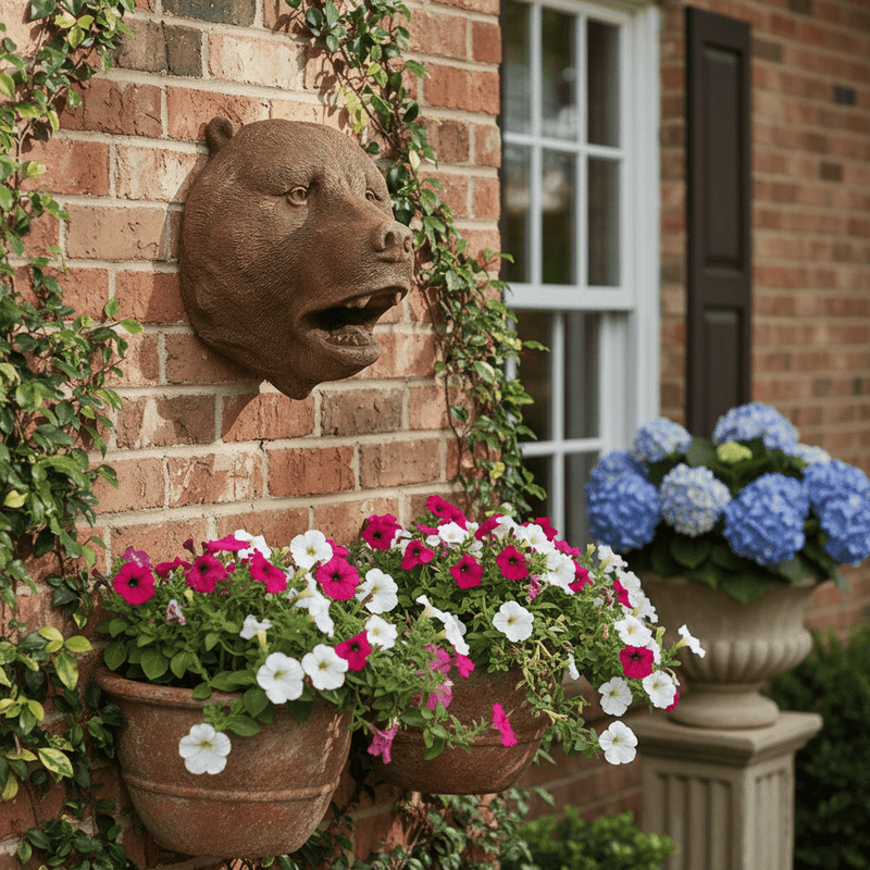 Bear Head Garden Statue (19 - Inch) Side Angle