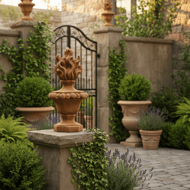 Belgian Finial Outdoor Statue (33 - Inch) Side Angle