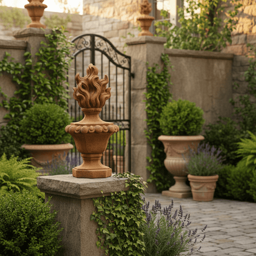 Belgian Finial Outdoor Statue (33 - Inch) Side Angle