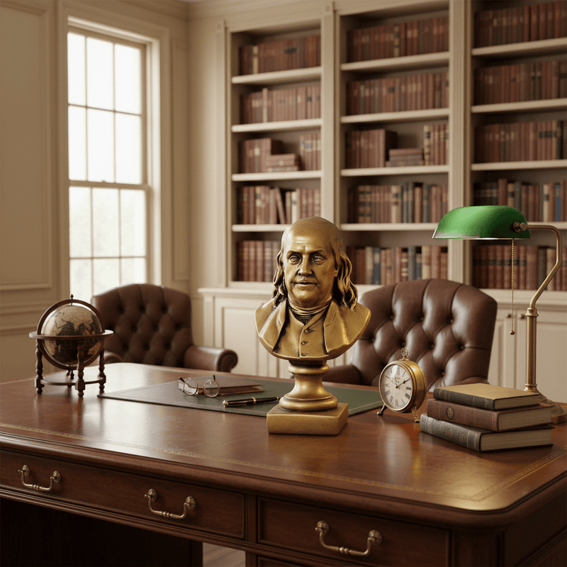 Ben Franklin Bust Display Decor (9-Inch)