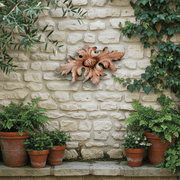Berries in Flower Leaves Outdoor Statue (13 - Inch) Side Angle