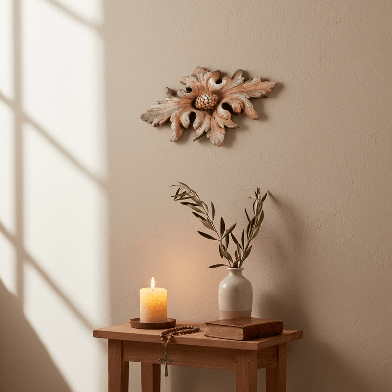 Berries in Flower Leaves Outdoor Statue (13 - Inch)