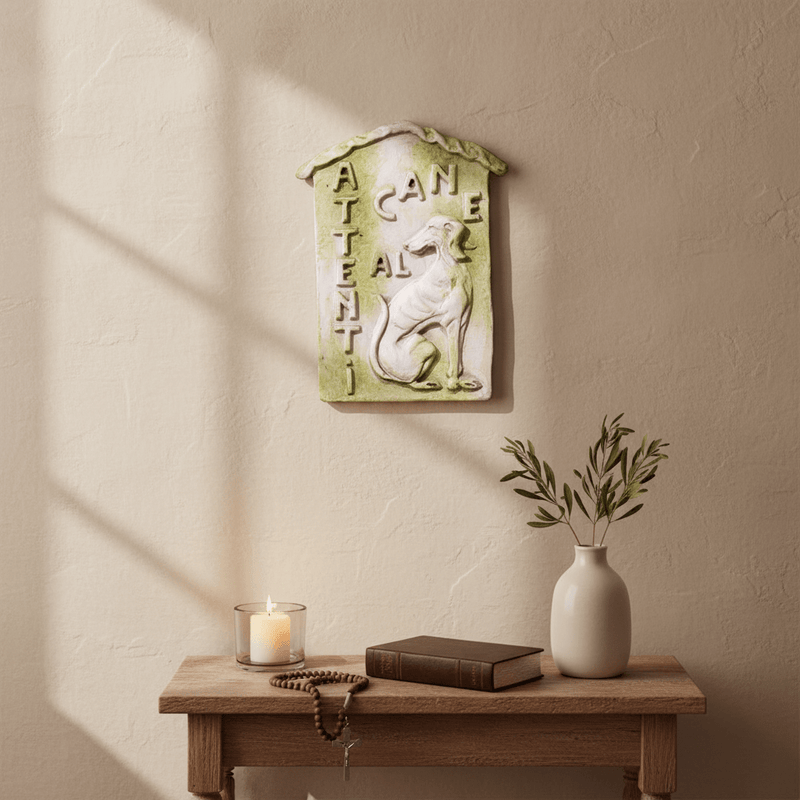Beware of Dog Outdoor Plaque (9.0 - Inch) Side Angle