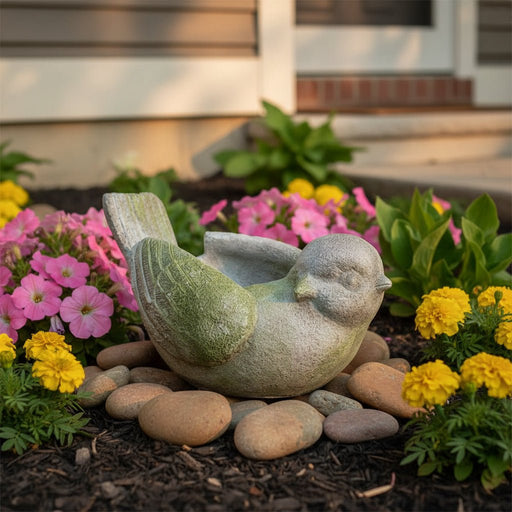 Bird Garden Statue (7 - Inch) Side Angle