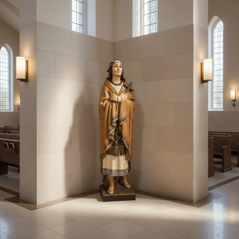 Blessed Kateri Tekakwitha Statue (60 - Inch) Side Angle