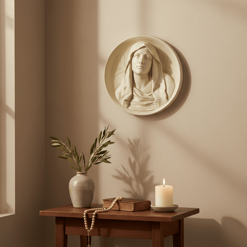 Blessed Mary Roundel Statue (12 - Inch)