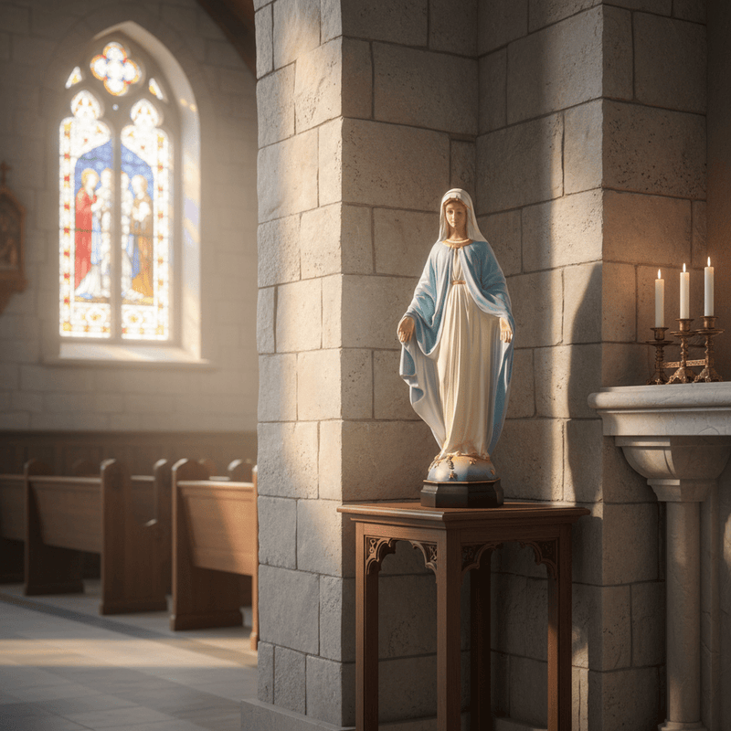 Blessed Virgin Mary Religious Statue (26 - Inch) Side Angle